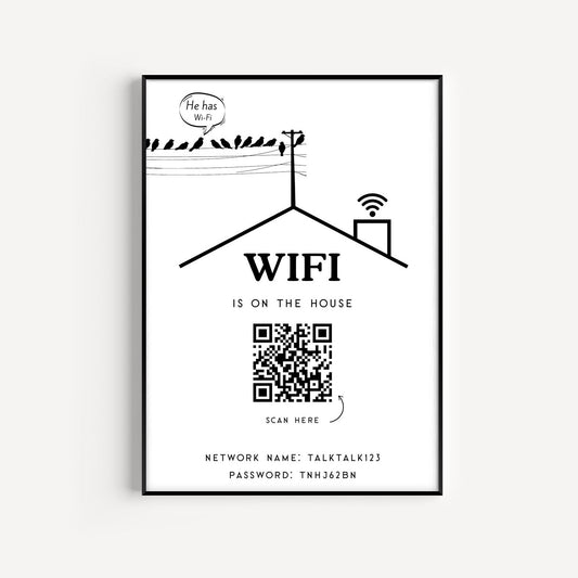 Personalised Wifi Sign Print QR Code Scanner